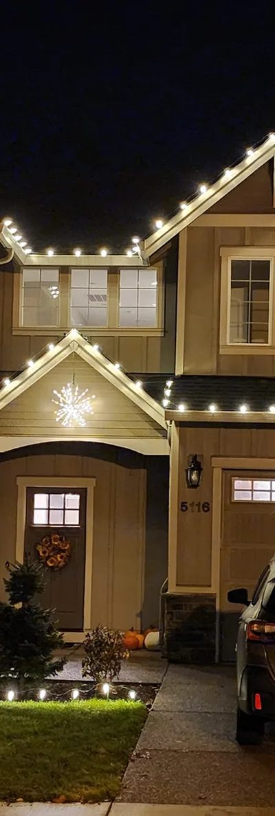 Professional residential Christmas light installation on a Newberg, Oregon home by On Top Home Services